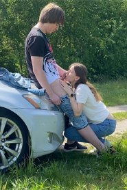 Amateur teen couple fucking outdoors