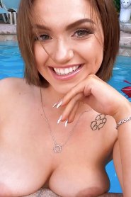 Gracie Gates Takes A Topless Swim In The Pool