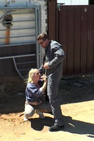 Gina Blonde First Pisses In The Yard Then Gets Fucked Hard